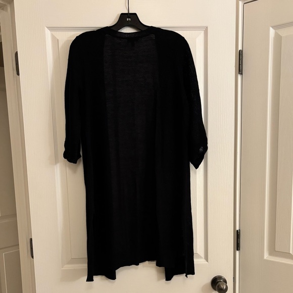 Talbots Black Open Knit Cardigan with Roll Up Sleeves - Picture 8 of 12